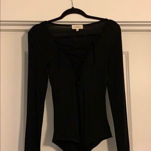 Black lace up body suit